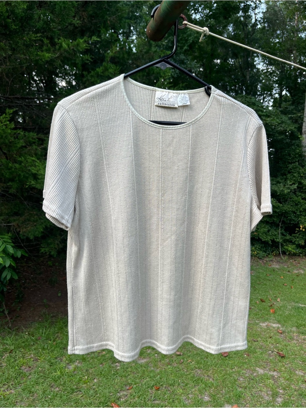 Kathie Lee Collection Short Sleeve Knit Tee in Cream/Gold